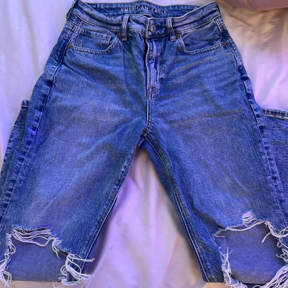 American Eagle Outfitters Women's Ripped Blue Boyfriend Jeans